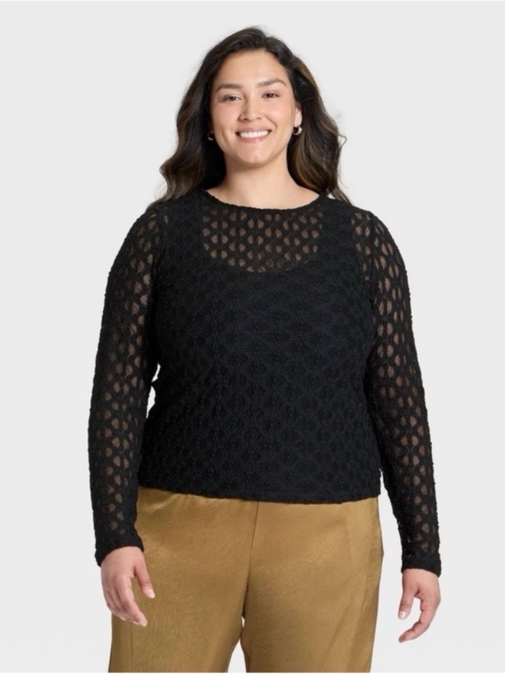 NWOT A New Day Longsleeve Lace Top size XXL in Black